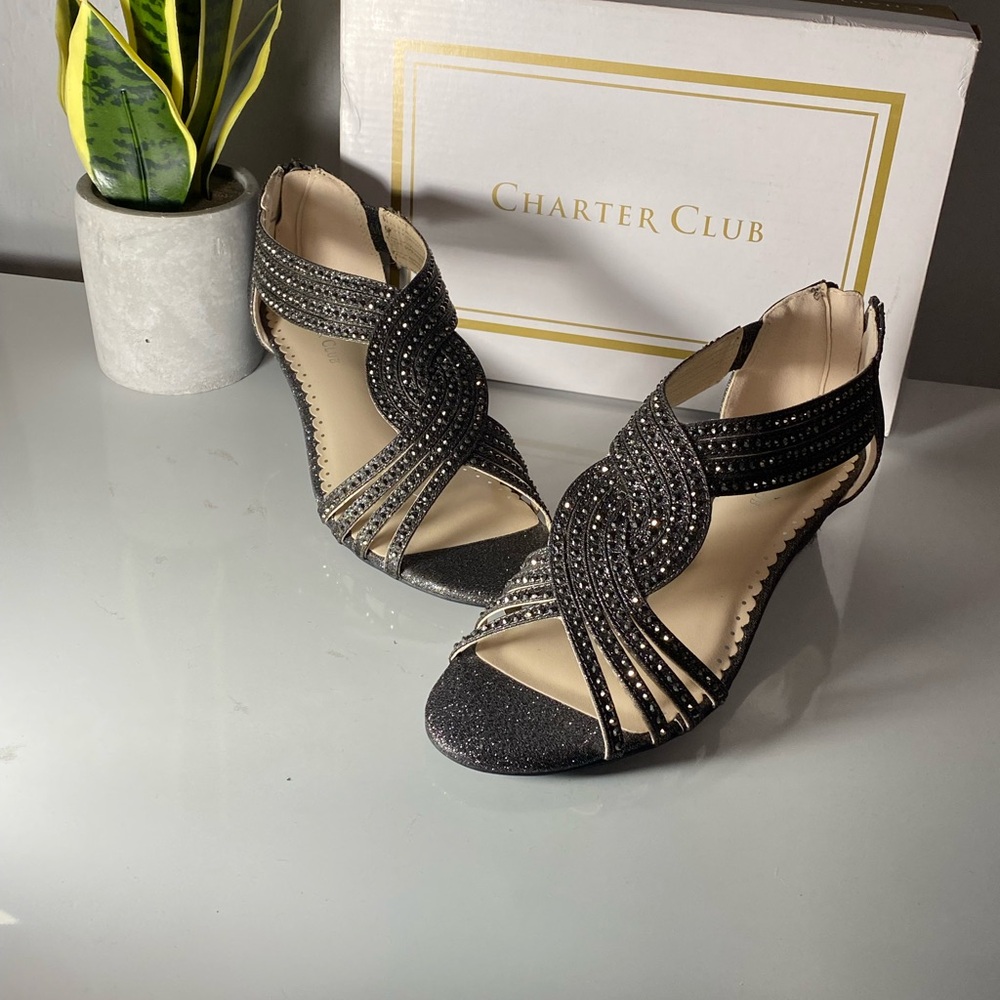 Charter Club Women's‎ Glitter Black Sandals